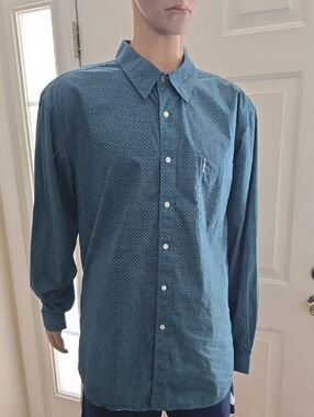 CINCH BRAND MEN'S BIG & TALL TEAL FRONT BUTTON LONG SLEEVE COTTON SHIRT SIZE XXL